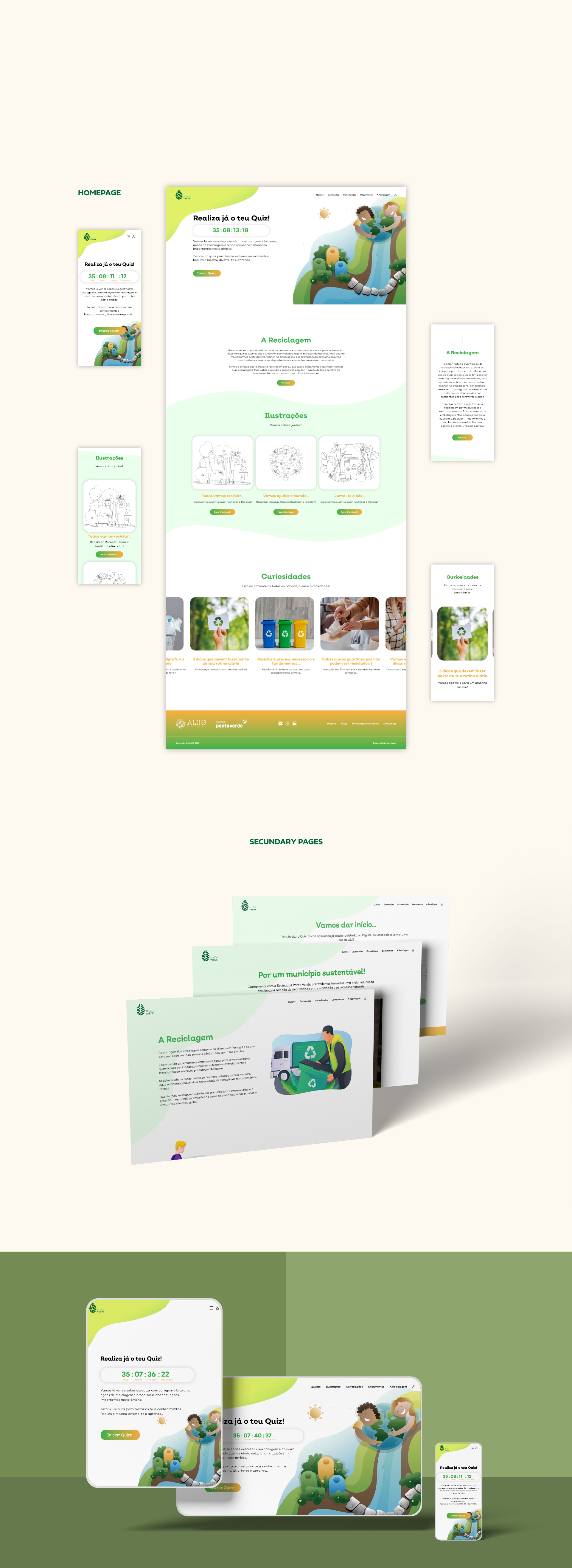 layout da homepage e paginas secundarias de alijo mais verde