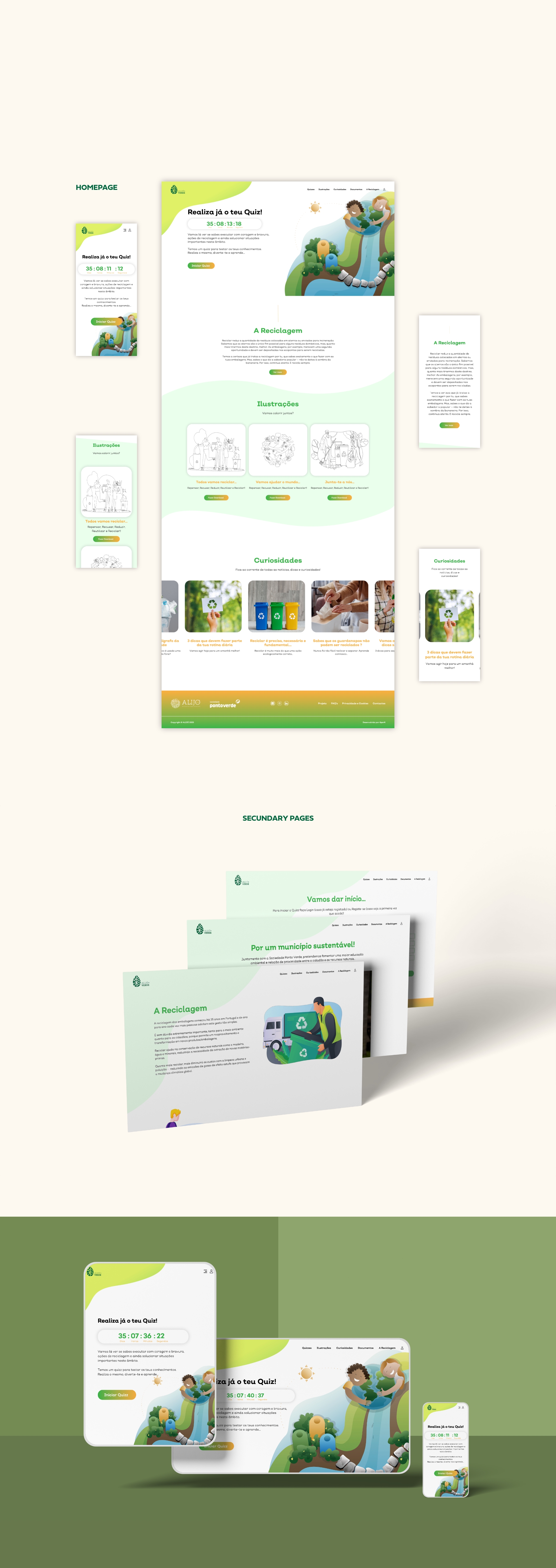 layout da homepage e paginas secundarias de alijo mais verde