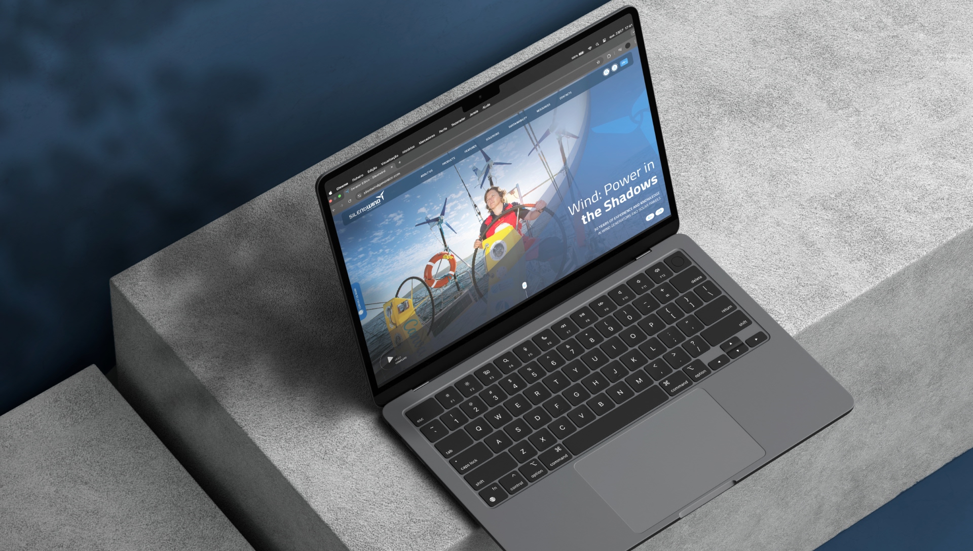 mockup de website da Silent Wind
