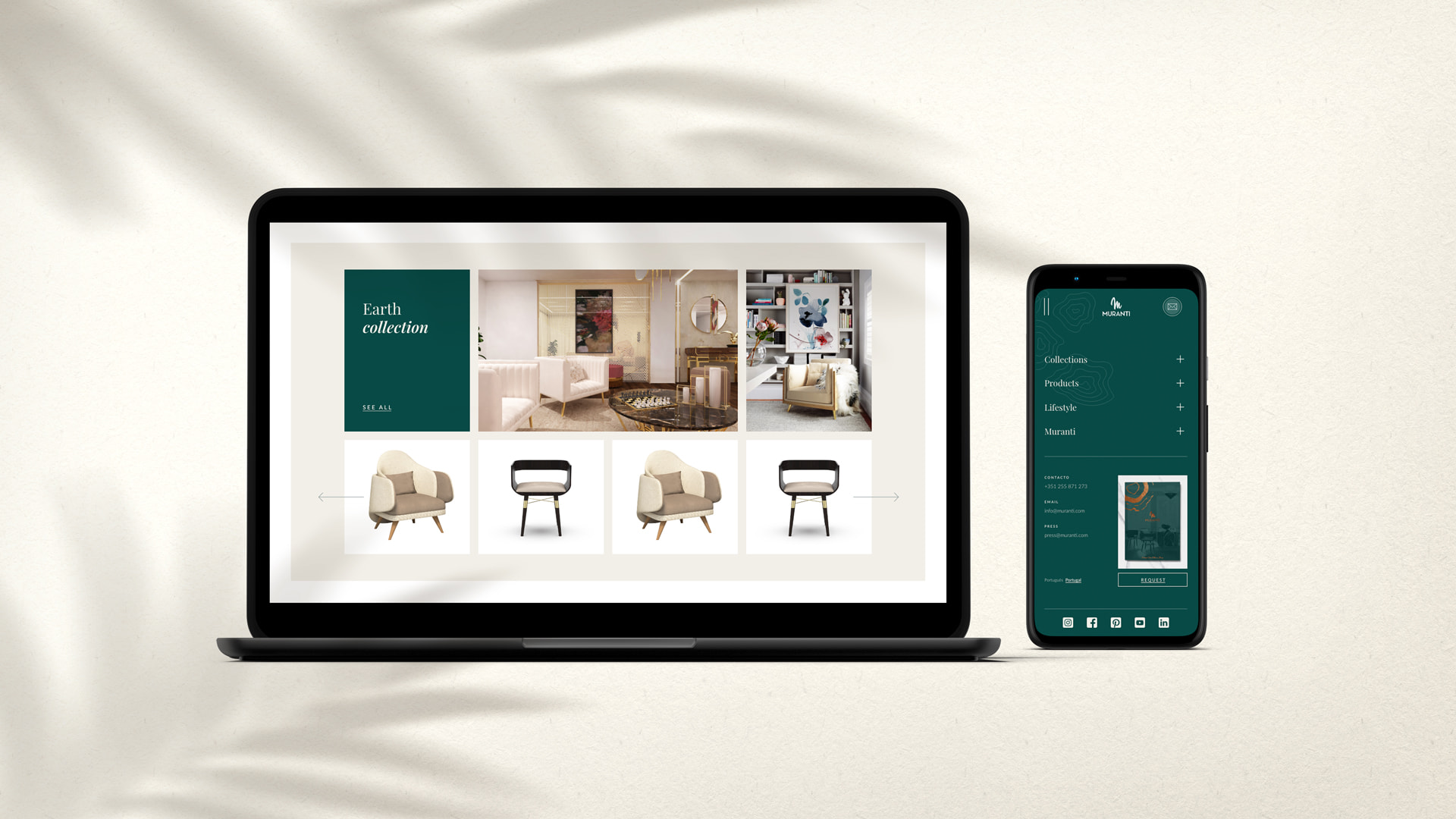 mockup developed for furniture website