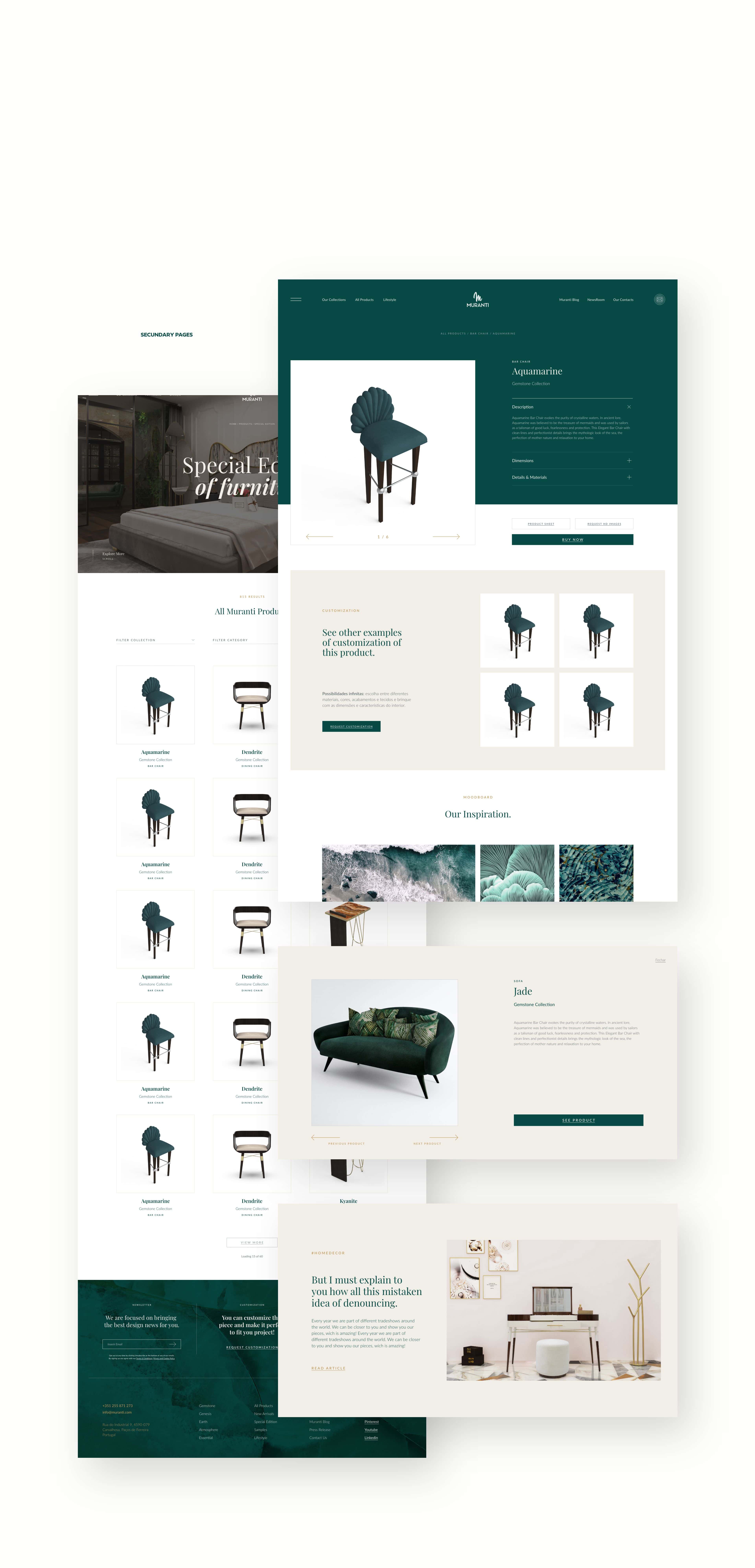 layout developed for website created for furniture brand