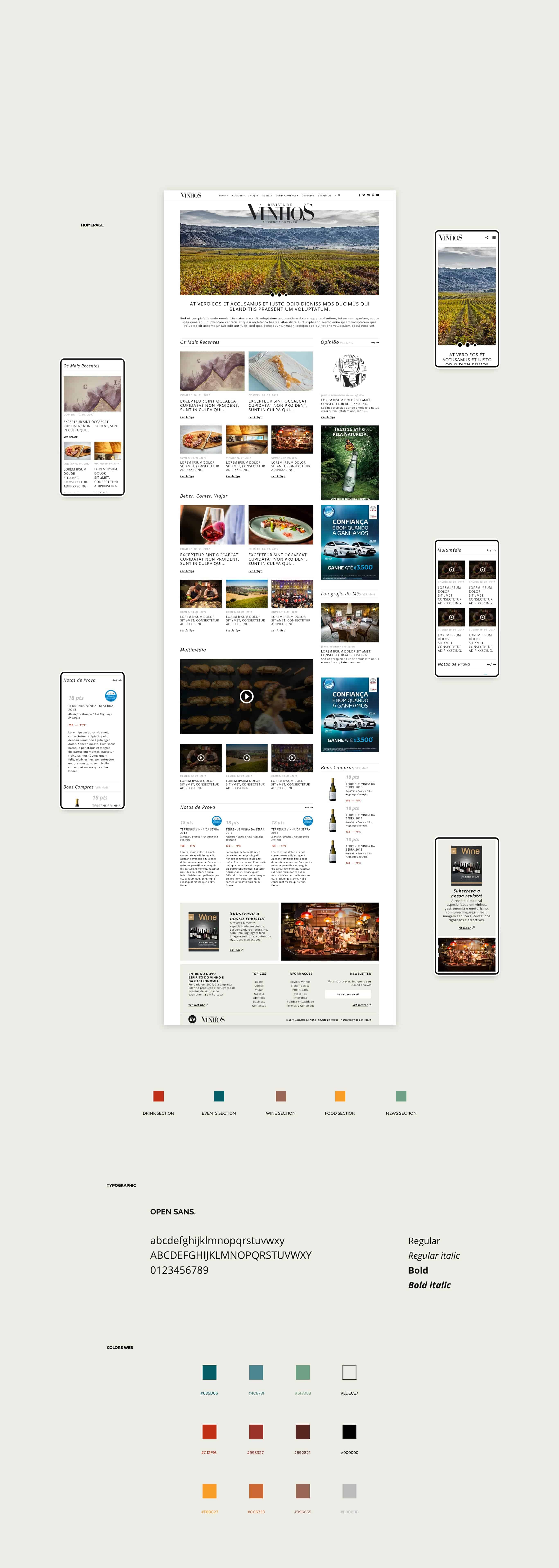 layout para website revista vinhos