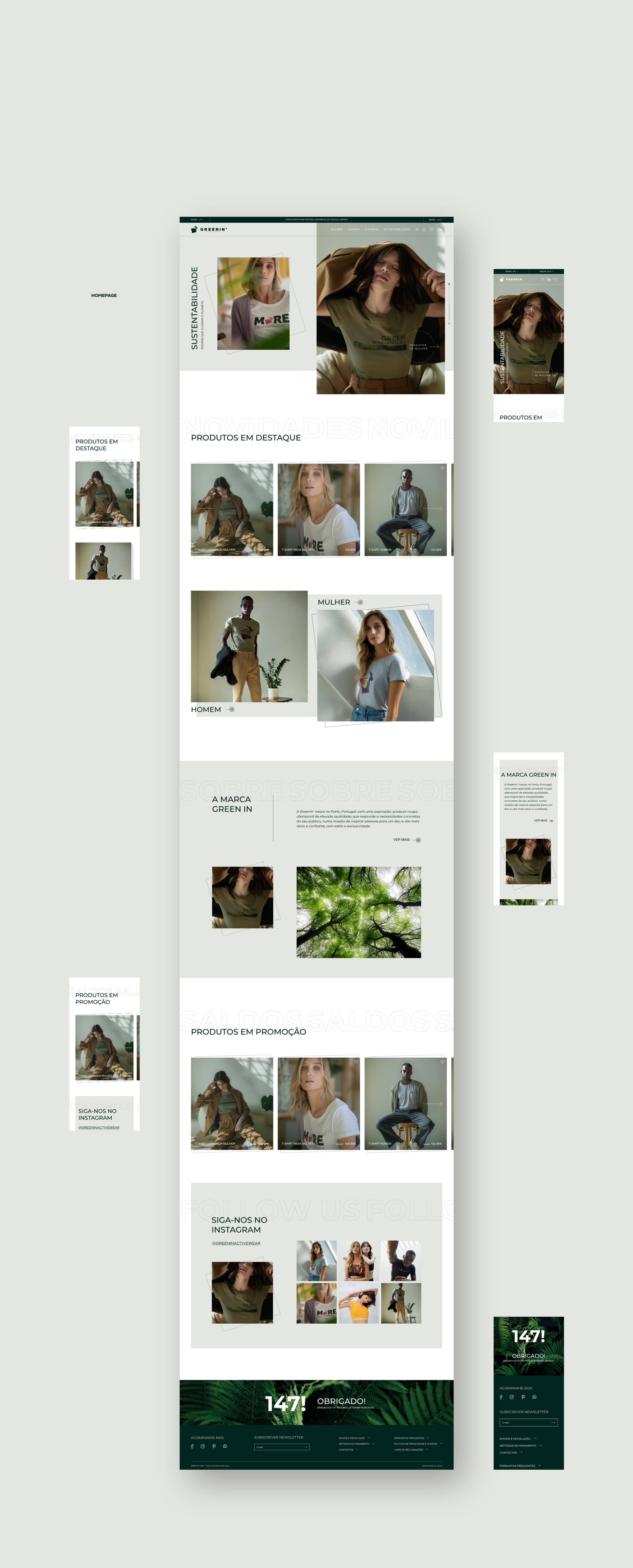 homepage design developed for the online store