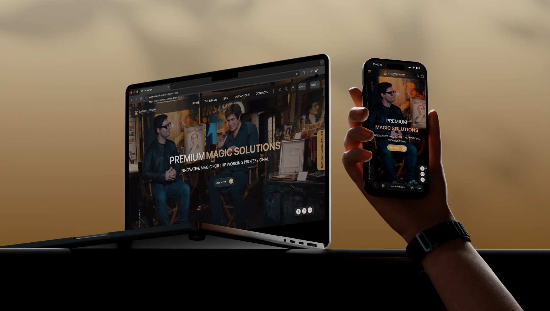 mockup de loja online para João Miranda