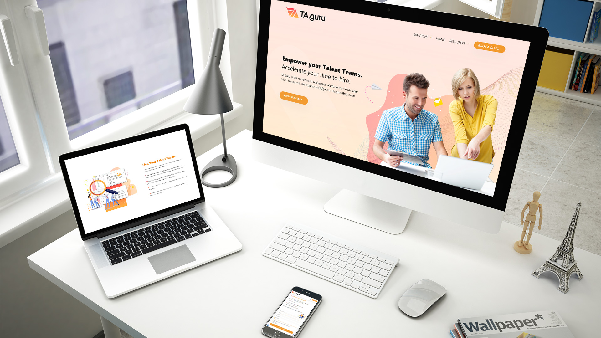 mockup do website institucional para a ta.guru