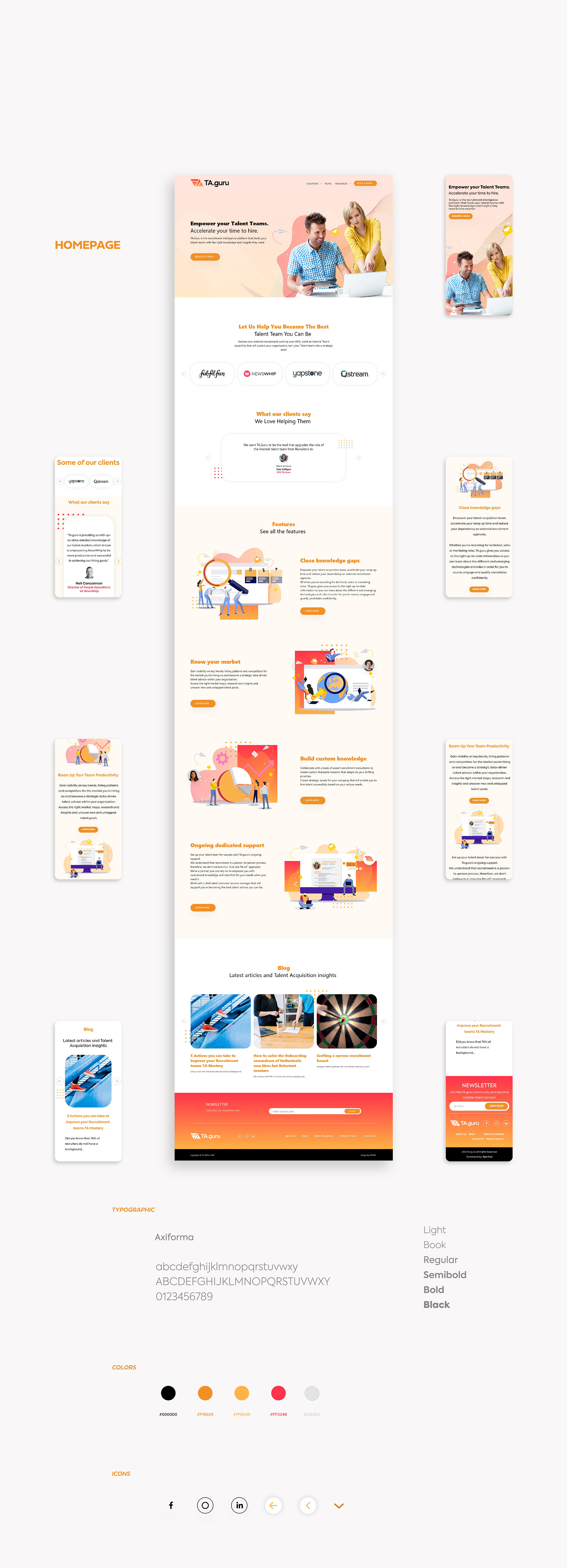 conceito desenvolvido para o website da TA.guru